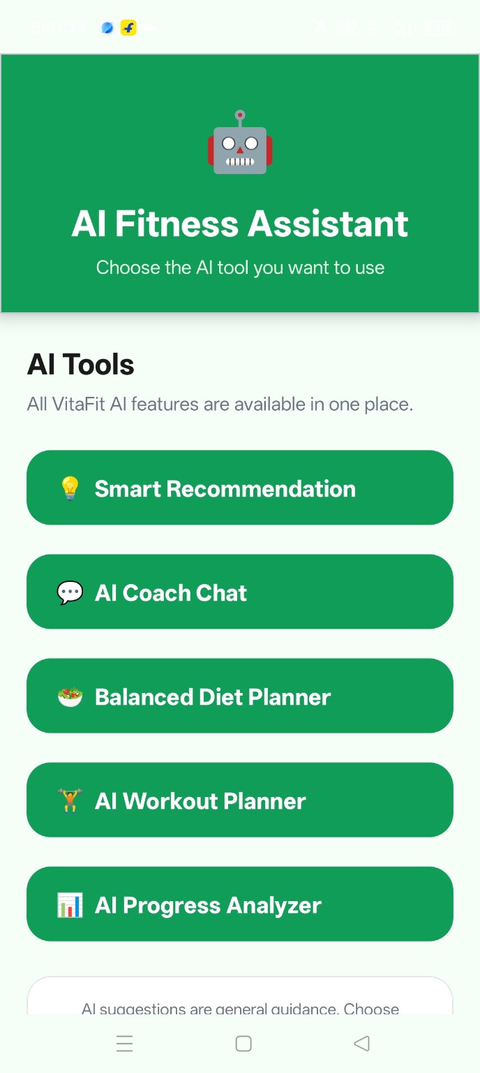 VitaFit AI Fitness Assistant hub